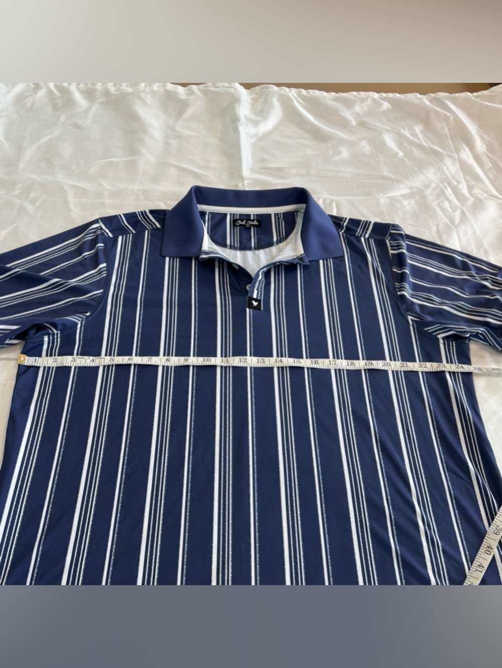 Bad Birdie Golf Navy and White Striped Polo - Picture 5 of 14
